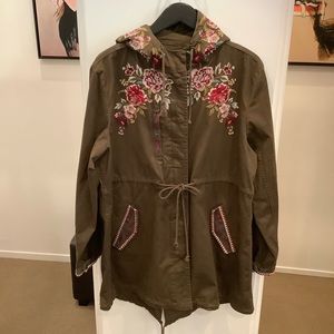 Johnny Was Valentina Hooded Military Jacket